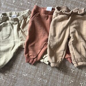 Zara Baby Joggers Set - Cream, Rust, Tan